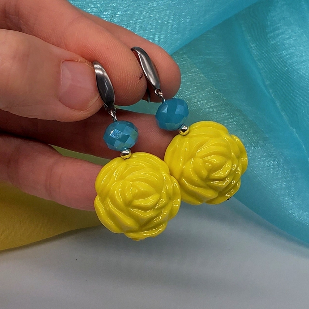 🇺🇦UKRAINIAN NATIONAL FLAG COLORS Silver Earrings - Picture 4 of 6